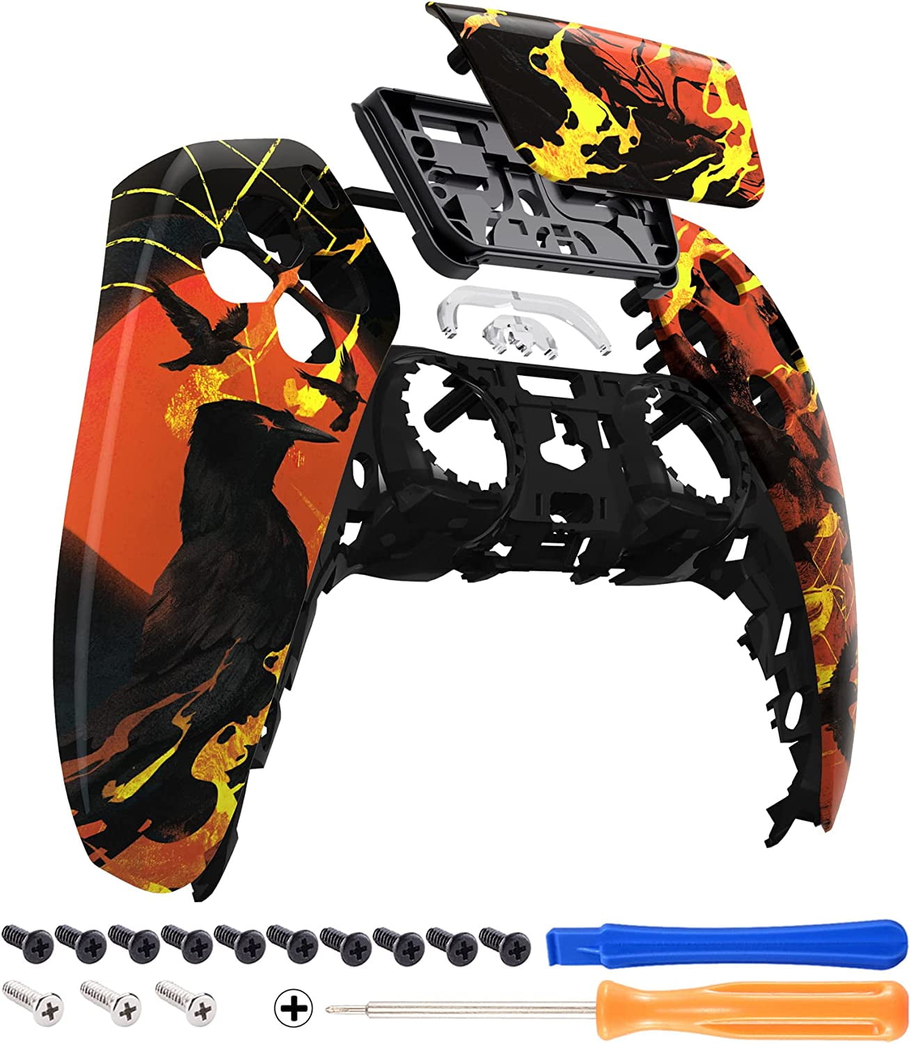 eXtremeRate Blood Moon Raven Touchpad Front Housing Shell Replacement Cover for ps5 Controller BDM-010/020/030/040