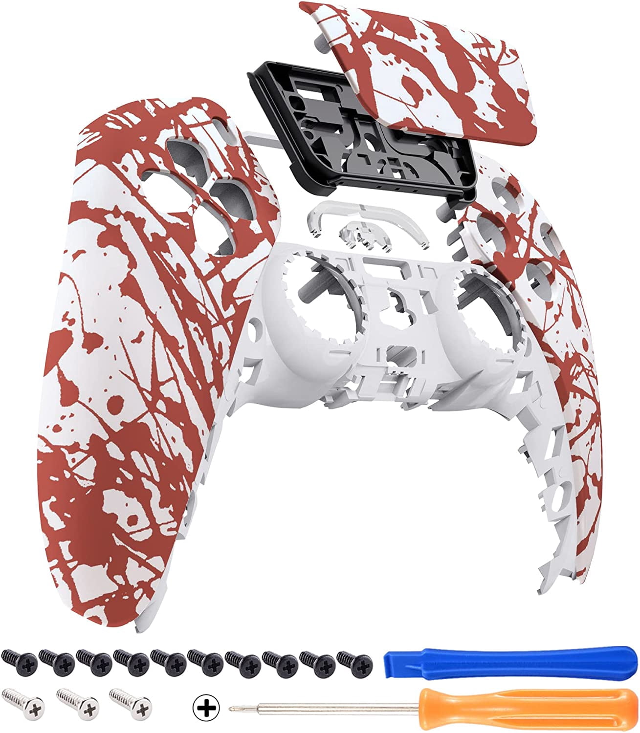 eXtremeRate Blood Patterned Touchpad Front Housing Shell Replacement Cover for ps5 Controller BDM-010/020/030/040