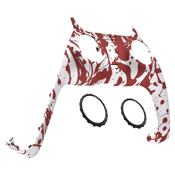 eXtremeRate Blood Patterned Trim Shell Replacement Cover w/Accent Rings for ps5 Controller