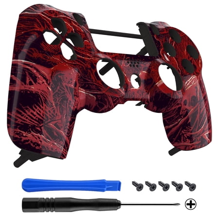 eXtremeRate Blood Purgatory Patterned Custom Faceplate Cover, Replacement Front Housing Shell Case Compatible with ps4 Slim Pro Controller JDM-040/050/055 - Controller NOT Included