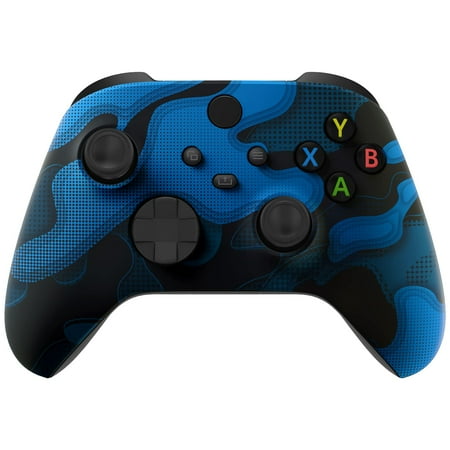 eXtremeRate Blue Black Camouflage Custom Front Housing Cover for Xbox Core Controller