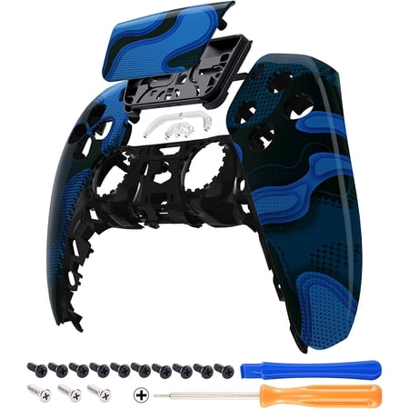 eXtremeRate Blue Black Camouflage Touchpad Front Housing Shell Replacement Cover for PS5 Controller BDM-010/020/030/040
