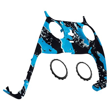 eXtremeRate Blue Coating Splash Trim Shell Replacement Cover w/Accent Rings for ps5 Controller