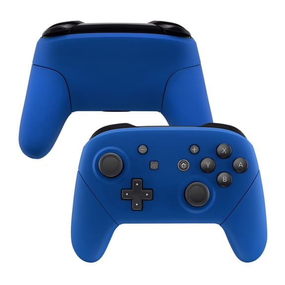 eXtremeRate Blue Faceplate Backplate Handles for Nintendo Switch Pro Controller, Soft Touch DIY Replacement Grip Housing Shell Cover for Nintendo Switch Pro - Controller NOT Included