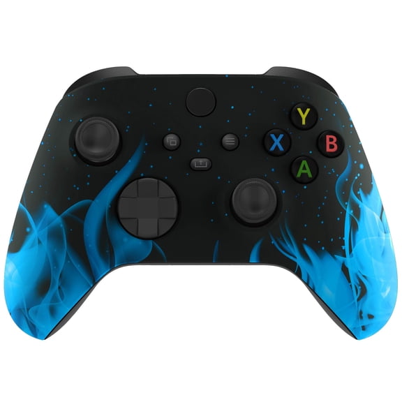 eXtremeRate Blue Flame Replacement Front Housing Cover for Xbox Core Controller Wireless