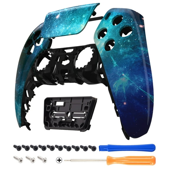 eXtremeRate Blue Nebula Touchpad Front Housing Shell Compatible with ps5 Controller, DIY Replacement Shell Custom Touch Pad Cover Faceplate Compatible with ps5 Controller