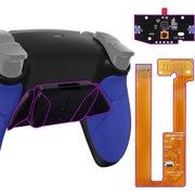 eXtremeRate Blue Rubberized Grip Programable RISE4 Remap Kit for PS5 Controller BDM-030 040, Upgrade Board & Redesigned Black Back Shell & 4 Black Back Buttons for PS5 Controller