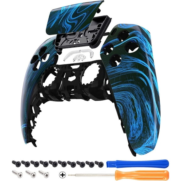 eXtremeRate Blue Swirl Replacement Touchpad Front Housing Shell for ps5 Controller BDM-010/020/030/040