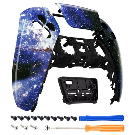 eXtremeRate Blue Universe Touchpad Front Housing Shell Compatible with ps5 Controller, DIY Replacement Shell Custom Touch Pad Cover Faceplate Compatible with ps5 Controller