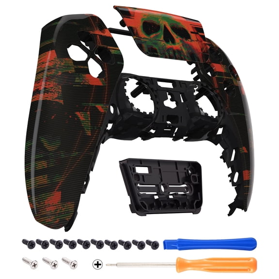 eXtremeRate Blurred Screaming Skull Touchpad Front Housing Shell Compatible with ps5 Controller, DIY Replacement Shell Custom Touch Pad Cover Faceplate Compatible with ps5 Controller