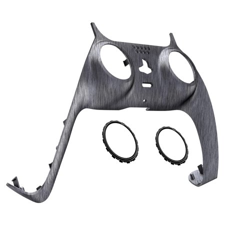 eXtremeRate Brushed Silver Decorative Trim Shell Replacement Cover w/Accent Rings for ps5 Controller