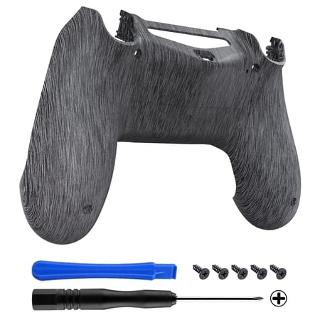 eXtremeRate Brushed Silver PatternSoft Touch Game Improvement Replacement Parts Back Housing Cover, Custom Bottom Shell Compatible with ps4 Controller JDM-040, JDM-050 and JDM-055