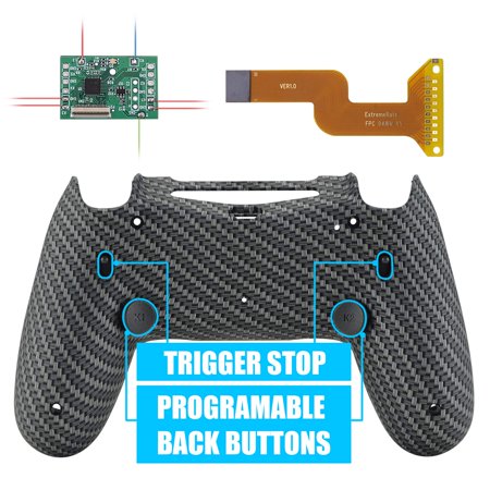 eXtremeRate Carbon Fiber Dawn 2.0 FlashShot Trigger Stop Remap Kit for PS4 CUH-ZCT2 Controller, Upgrade Board & Redesigned Back Shell & Back Buttons & Trigger Lock for ps4 Controller JDM 040/050/055