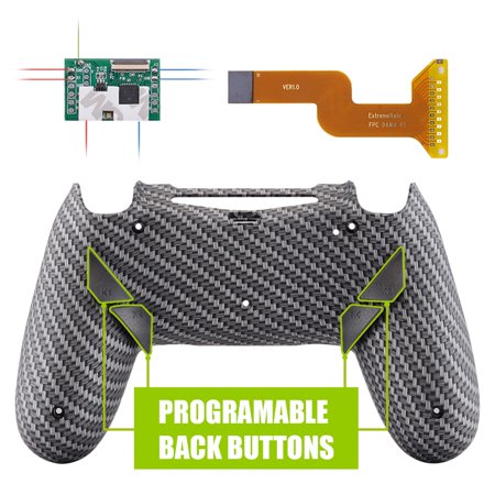 eXtremeRate Carbon Fiber Dawn Programable Remap Kit for PS4 Controller with Upgrade Board & Redesigned Back Shell & 4 Back Buttons - Compatible with JDM-040/050/055 - Controller NOT Included