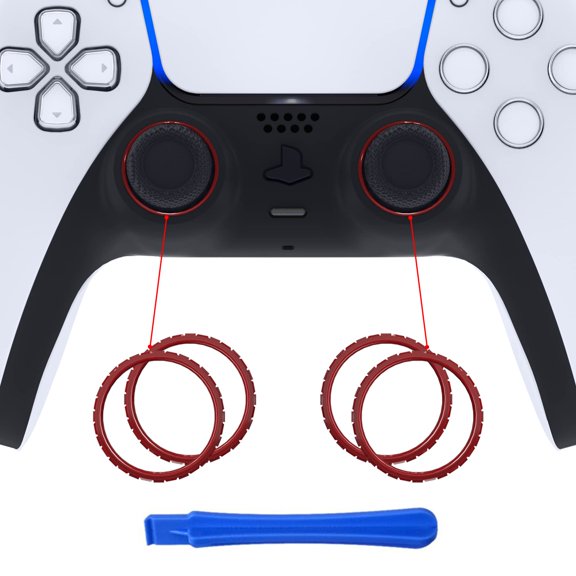 eXtremeRate Carmine Red Replacement Accessories Accent Rings for ps5 Controller BDM-010/020/030/040