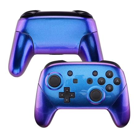 eXtremeRate Chameleon Faceplate Backplate Handles for NS Switch Pro Controller, Purple Blue DIY Replacement Grip Housing Shell Cover for NS Switch Pro - Controller NOT Included