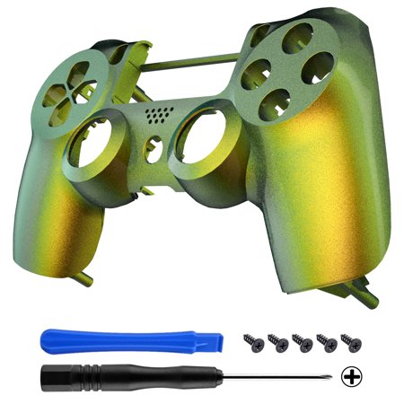 eXtremeRate Chameleon Gold Green Glossy Replacement Front Housing Shell Cover Compatible with ps4 Slim Pro Controller CUH-ZCT2 JDM-040/050/055 - Controller NOT Included