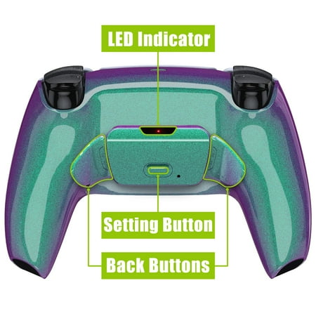 eXtremeRate Chameleon Green Purple Programable RISE 2.0 Remap Kit for PS5 Controller BDM-010/020, Upgrade Board & Redesigned Back Shell & Back Button Attachment for PS5 Controller - NOT A Controller