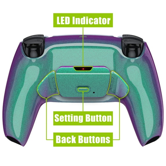eXtremeRate Chameleon Green Purple Programable RISE 2.0 Remap Kit for PS5 Controller BDM-010/020, Upgrade Board & Redesigned Back Shell & Back Button Attachment for PS5 Controller - NOT A Controller