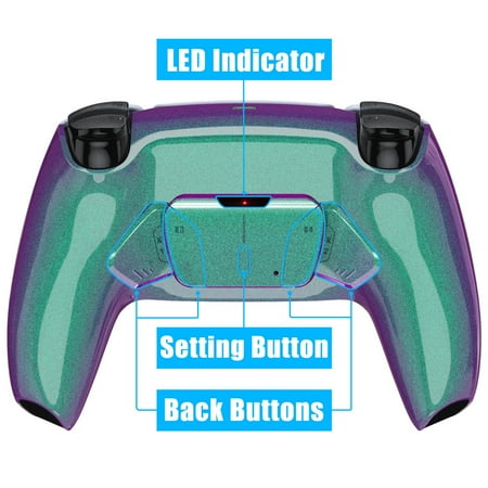 eXtremeRate Chameleon Green Purple Remap Kit Upgrade Board Back Shell 4 Buttons for PS5 Controller BDM 010/020