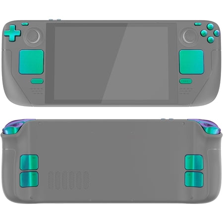 eXtremeRate Chameleon Green Purple Replacement ABXY D-pad Trackpad Bumpers Triggers Buttons for Steam Deck LCD Handheld Console
