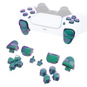 eXtremeRate Chameleon Green Purple Replacement D-pad R1 L1 R2 L2 Triggers Share Options Face Buttons for ps5 Controller BDM-010/020