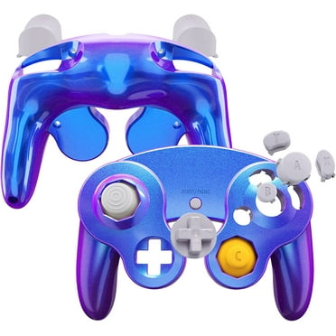 eXtremeRate Chameleon Purple Blue Glossy Faceplate Backplate for Nintendo GameCube Controller, Replacement Housing Shell Cover with Buttons for Nintendo GameCube Controller - Controller NOT Included