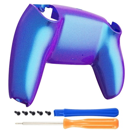 eXtremeRate Chameleon Purple Blue Glossy Replacement Back Housing Cover Bottom Shell for ps5 Controller BDM-010/020/030/040