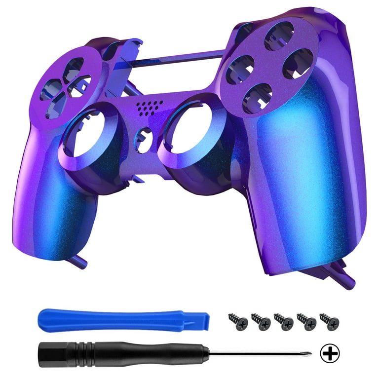 eXtremeRate Chameleon Purple Blue Glossy Replacement Front Housing Shell  Cover Compatible with ps4 Slim Pro Controller CUH-ZCT2 JDM-040/050/055 -  Controller NOT Included 