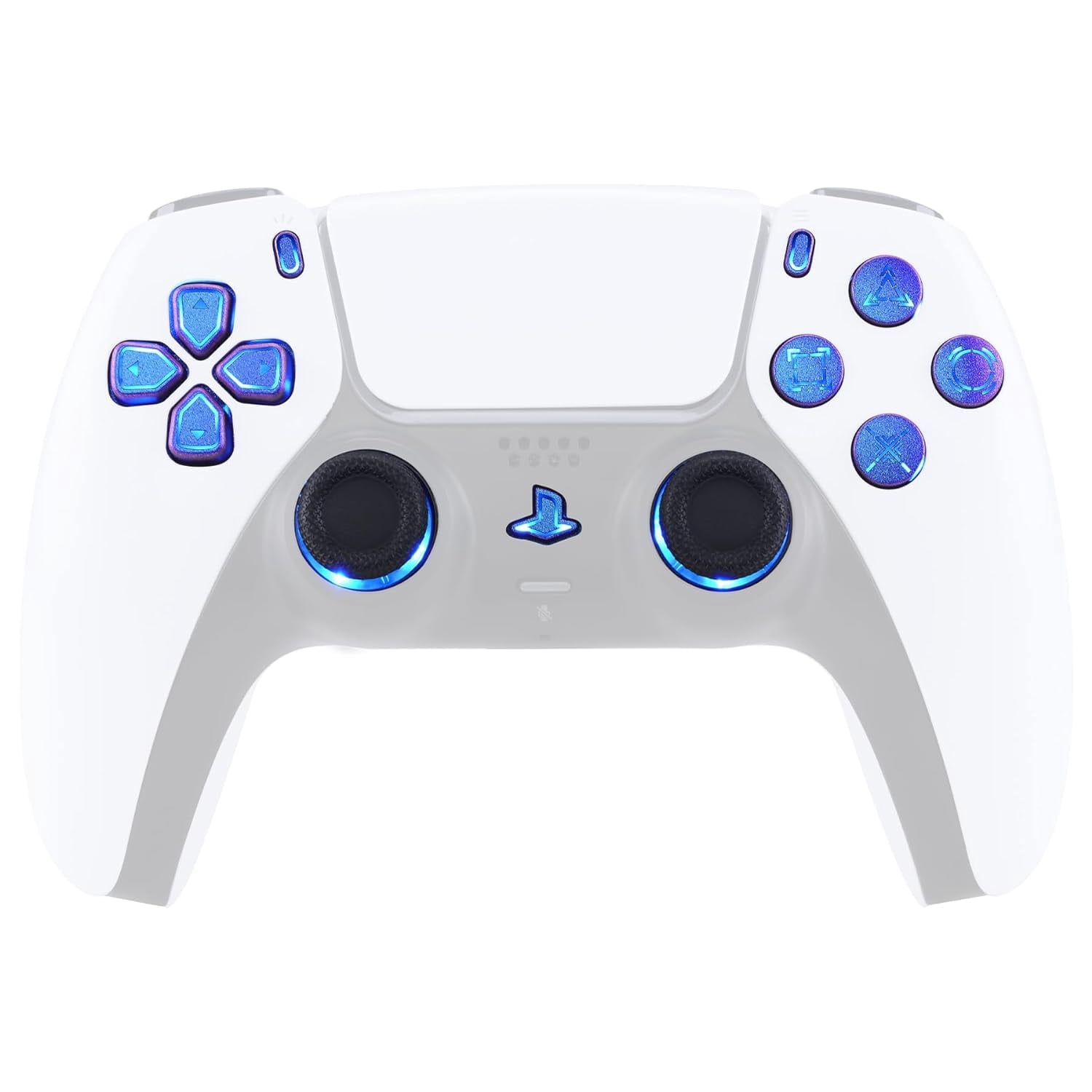 eXtremeRate Chameleon Purple Blue Replacement Thumbsticks Buttons for PS5 Controller BDM-030