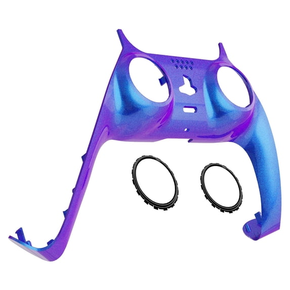 eXtremeRate Chameleon Purple Blue Trim Shell Replacement Clip Shell w/ Accent Rings for ps5 Controller BDM-010/020/030/040