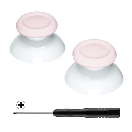 eXtremeRate Cherry Blossoms Pink & White Dual-Color Replacement 3D Joystick Thumbsticks for PS4 Controller, Analog Thumb Sticks with Screwdriver for PS4 Slim Pro Controller
