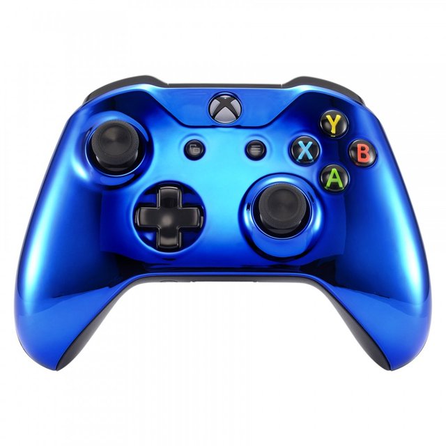 eXtremeRate Chrome Blue Edition Front Housing Shell for Xbox One Wireless Controller Model 1708