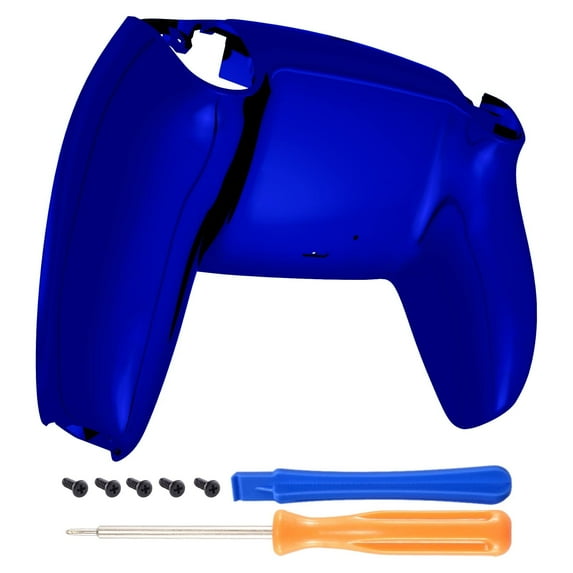 eXtremeRate Chrome Blue Glossy Replacement Back Housing Cover Bottom Shell for ps5 Controller BDM-010/020/030/040