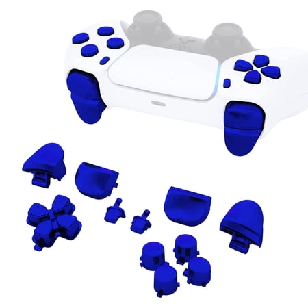 eXtremeRate Chrome Blue Replacement D-pad R1 L1 R2 L2 Triggers Share Options Face Buttons for ps5 Controller BDM-010/020