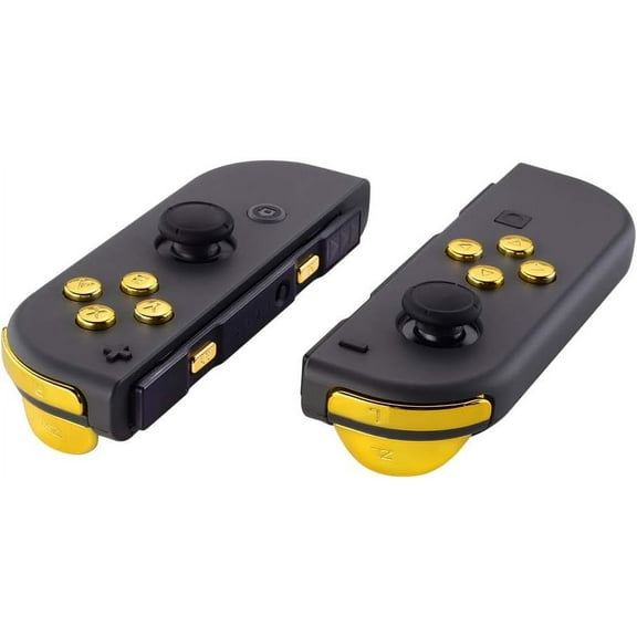 eXtremeRate Chrome Gold Full Set Replacement Buttons for Nintendo Switch & OLED JoyCon, ABXY Direction Keys SR SL L R ZR ZL + - Home Capture Trigger Buttons Springs - Controller Without