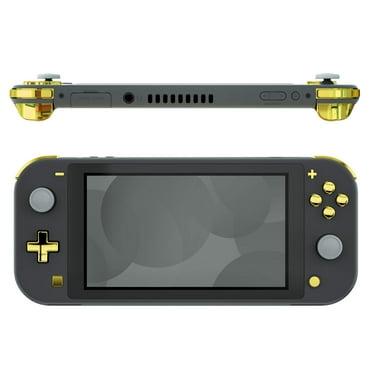 eXtremeRate Chrome Gold Glossy Replacement ABXY Home Capture Plus Minus Keys Dpad L R ZL ZR Trigger for Nintendo Switch Lite, Full Set Buttons Repair Kits with Tools for Nintendo Switch Lite