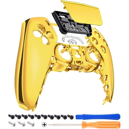 eXtremeRate Chrome Gold Glossy Touchpad Front Housing Shell Replacement Shell Touch Pad Cover for ps5 Controller BDM-010/020/030/040