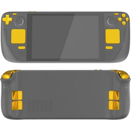 eXtremeRate Chrome Gold Replacement ABXY D-pad Trackpad Bumpers Triggers Buttons w/Screwdriver Tools for Steam Deck LCD Handheld Console