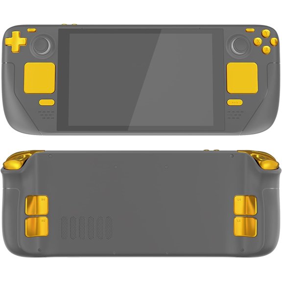 eXtremeRate Chrome Gold Replacement ABXY D-pad Trackpad Bumpers Triggers Buttons w/Screwdriver Tools for Steam Deck LCD Handheld Console