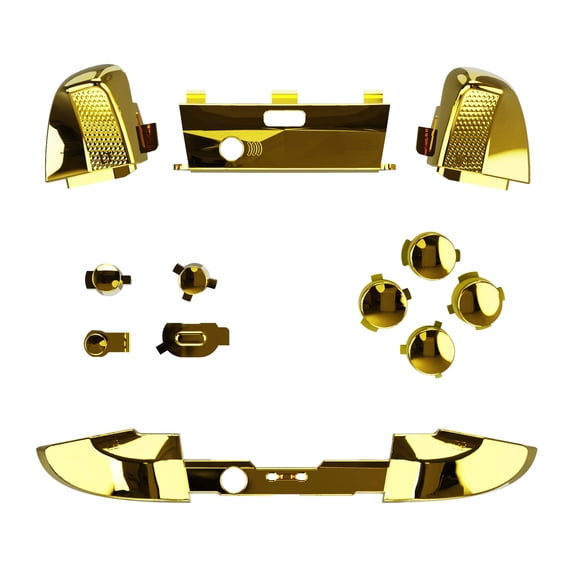 eXtremeRate Chrome Gold Replacement Buttons for Xbox One Elite Series 2(Model 1797), LB RB LT RT Bumpers Triggers ABXY Start Back Sync Profile Switch Keys for Xbox One Elite Series 2 Core