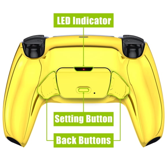 eXtremeRate Chrome Gold Shell Paddles Remap Kit Upgrade Board Back for PS5 Controller BDM-010/020