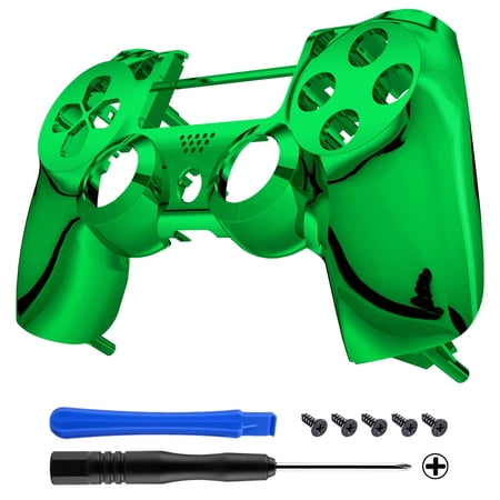 eXtremeRate Chrome Green Edition Custom Front Housing Shell Faceplate Compatible with ps4 Pro Slim Controller CUH-ZCT2 JDM-040 JDM-050 JDM-055 - Controller NOT Included