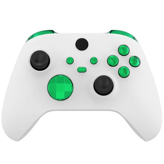 eXtremeRate Chrome Green Replacement Buttons LB RB LT RT Bumpers Triggers D-pad ABXY Start Back Sync Share Keys for Xbox Core Wireless Controller