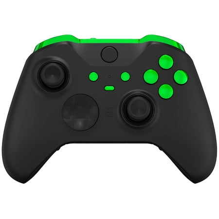 eXtremeRate Chrome Green Replacement Buttons for Xbox One Elite Series 2(Model 1797), LB RB LT RT Bumpers Triggers ABXY Start Back Sync Profile Switch Keys for Xbox One Elite Series 2 Core