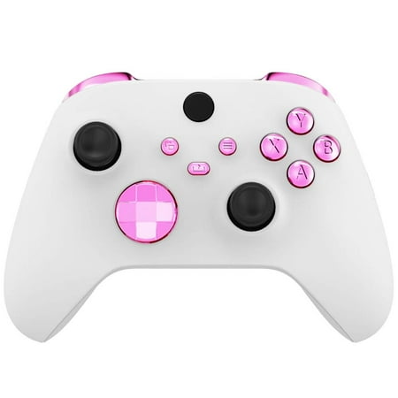eXtremeRate Chrome Pink Replacement Buttons LB RB LT RT Bumpers Triggers D-pad ABXY Start Back Sync Share Keys for Xbox Core Wireless Controller