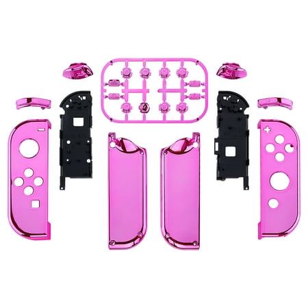 eXtremeRate Chrome Pink Replacement Handheld Case Full Set Buttons for Nintendo Switch/OLED Joy-Con