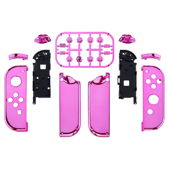 eXtremeRate Chrome Pink Replacement Handheld Case Full Set Buttons for Nintendo Switch/OLED Joy-Con
