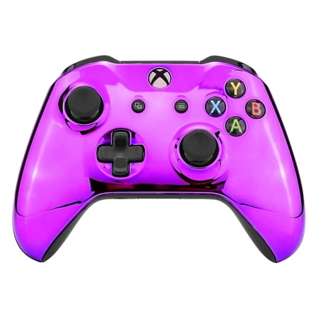 eXtremeRate Chrome Purple Front Housing Replacement Custom Faceplate for xbox One S/X Controller