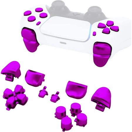 eXtremeRate Chrome Purple Replacement D-pad R1 L1 R2 L2 Triggers Share Options Face Buttons for ps5 Controller BDM-010/020